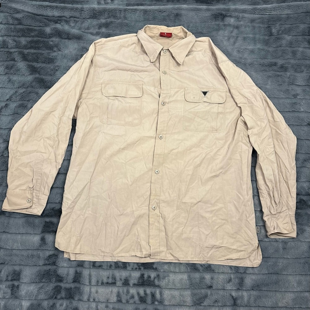 Oakley Tactical Field Gear Mens Large Tan Khaki Long Sleeve Button Down Shirt